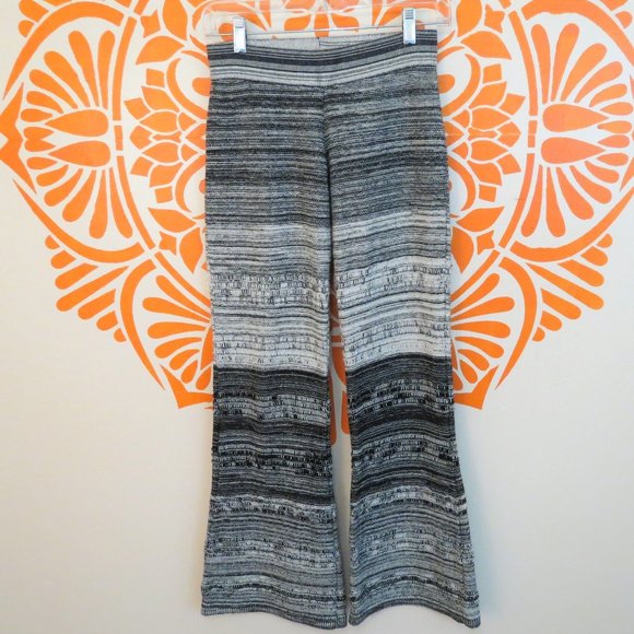 Goddis Pants - Goddis Gray Striped Bell Bottom Sweater Pants S
